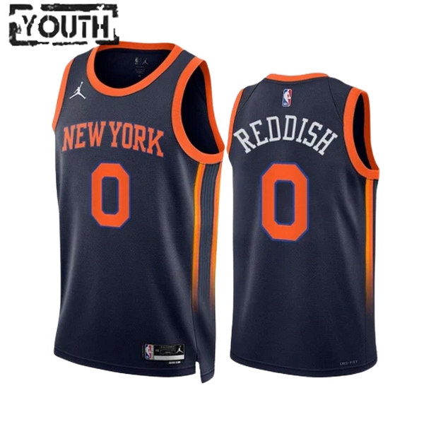 New York Knicks Trikot Cameron Reddish 0 Jordan 2022-23 Statement Edition Navy Swingman - Kinder